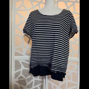 Christopher & Banks Striped Layered Look Top XL